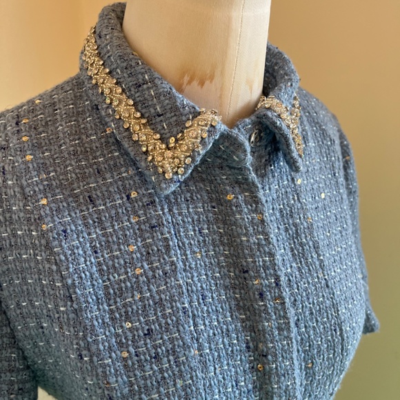 Maje blue tweed dress, size 34, NWT - Picture 3 of 5